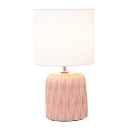 Lámpara Sobremesa Cerámica Rosa y Pantalla Blanca Ø17x30cm