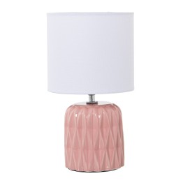 Lámpara Sobremesa Cerámica Rosa y Pantalla Blanca Ø17x30cm