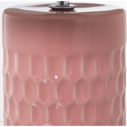 Lámpara Sobremesa Cerámica Rosa y Tela Blanca Ø25x42cm
