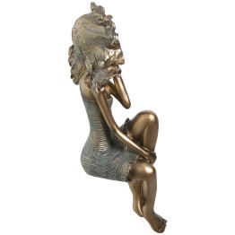 Figura de Resina Niña Sentada Dorada 37cm | Nova Decoración