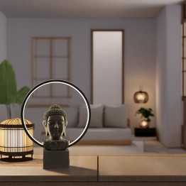Lámpara Sobremesa Buda con Halo LED 38cm | Decoración Zen