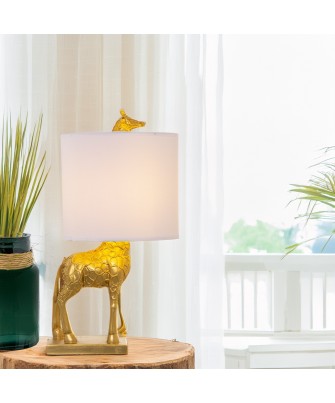 Lámpara Sobremesa Jirafa Dorada Resina 42cm | Diseño Exótico