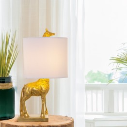 Lámpara Sobremesa Jirafa Dorada Resina 42cm | Diseño Exótico