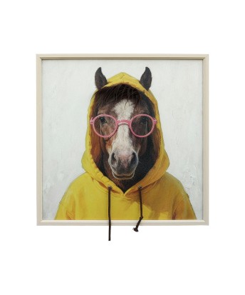 Cuadro de Caballo con Gafas y Marco de Madera 60x60 | Nova Decoración