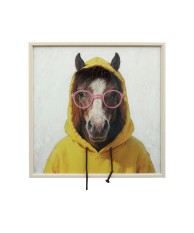 Cuadro de Caballo con Gafas y Marco de Madera 60x60 | Nova Decoración