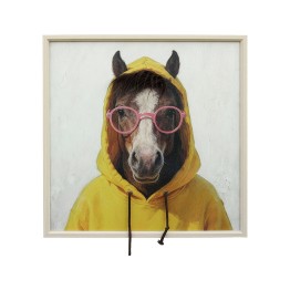 Cuadro de Caballo con Gafas y Marco de Madera 60x60 | Nova Decoración