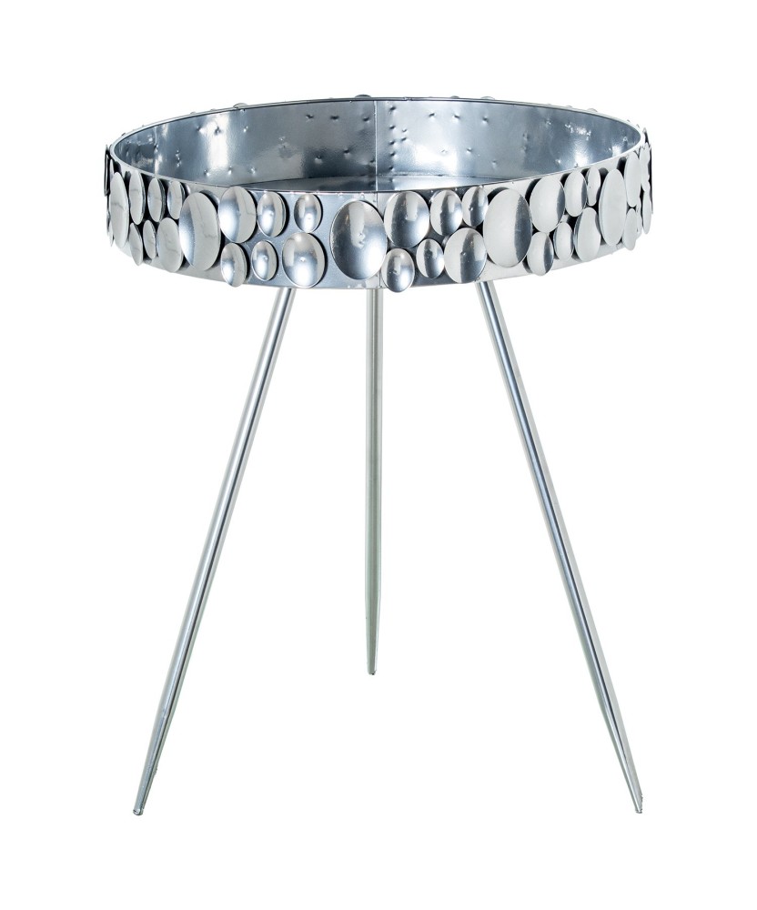 Mesa Auxiliar de Metal Plateado Ø51,5x62,5 cm | Comprar Online