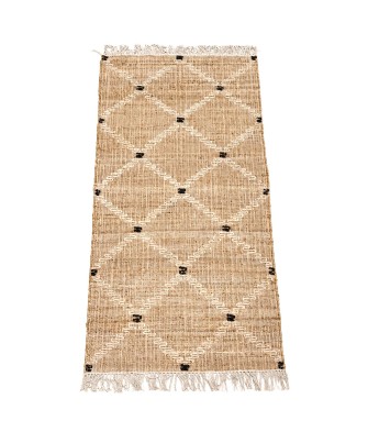 Alfombra Yute y Algodón Geométrica 80x160 cm | Decoración Boho