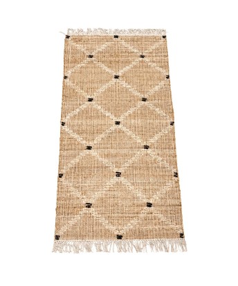 Alfombra Yute y Algodón Geométrica 80x160 cm | Decoración Boho