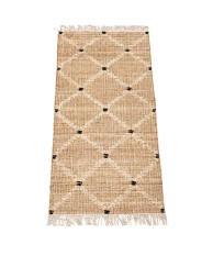 Alfombra Yute y Algodón Geométrica 80x160 cm | Decoración Boho