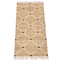 Alfombra Yute y Algodón Geométrica 80x160 cm | Decoración Boho