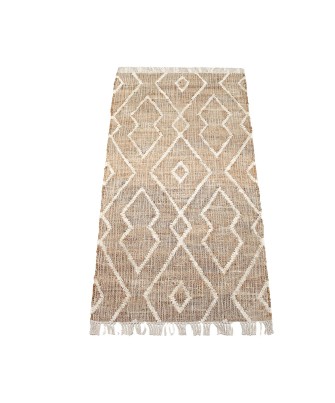 Alfombra Yute y Algodón Geométrica 80x160 cm | Decoración Boho