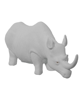 Figura Rinoceronte Cerámica Blanca 40x12x20 cm | Decoración