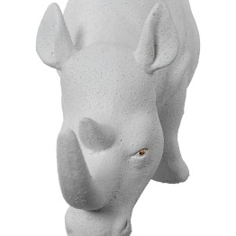 Figura Rinoceronte Cerámica Blanca 40x12x20 cm | Decoración