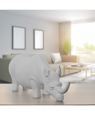 Figura Rinoceronte Cerámica Blanca 40x12x20 cm | Decoración