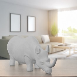 Figura Rinoceronte Cerámica Blanca 40x12x20 cm | Decoración