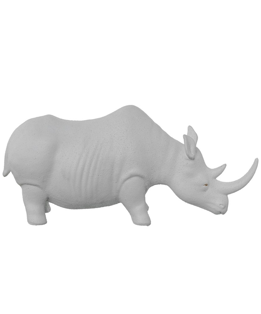 Figura Rinoceronte Cerámica Blanca 40x12x20 cm | Decoración