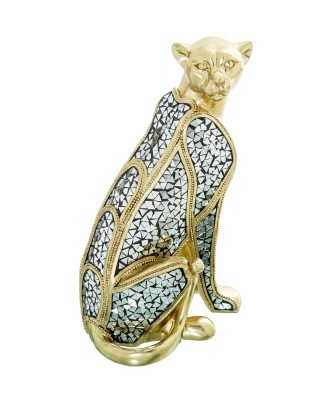 Figura Guepardo Resina Dorada 37cm | Decoración Salón