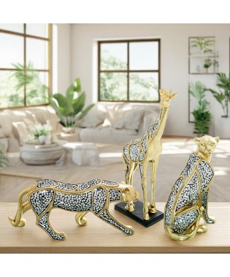 Figura Guepardo Resina Dorada 37cm | Decoración Salón