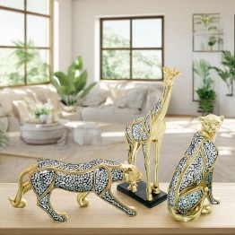 Figura Guepardo Resina Dorada 37cm | Decoración Salón