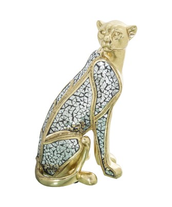 Figura Guepardo Resina Dorada 37cm | Decoración Salón