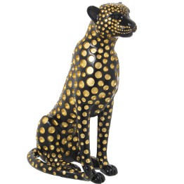 Figura Leopardo Resina Negro Dorado 44cm | Decoración Hogar