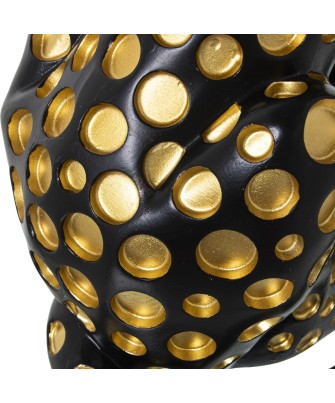 Figura Leopardo Resina Negro Dorado 44cm | Decoración Hogar