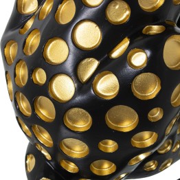 Figura Leopardo Resina Negro Dorado 44cm | Decoración Hogar