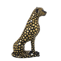 Figura Leopardo Resina Negro Dorado 44cm | Decoración Hogar
