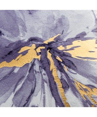 Cojín Terciopelo Flor Violeta Dorada 45x45cm | Textil Hogar