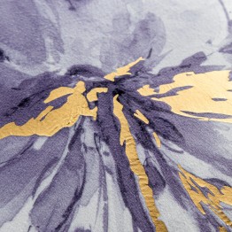 Cojín Terciopelo Flor Violeta Dorada 45x45cm | Textil Hogar