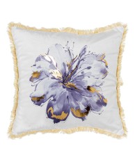 Cojín Terciopelo Flor Violeta Dorada 45x45cm | Textil Hogar