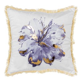 Cojín Terciopelo Flor Violeta Dorada 45x45cm | Textil Hogar