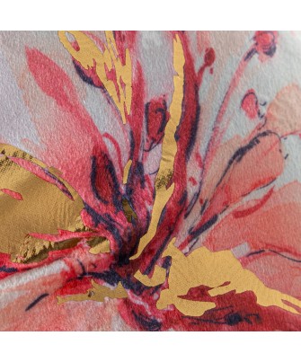 Cojín Terciopelo Flor Rosa Dorada 45x45cm | Textil Hogar