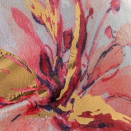 Cojín Terciopelo Flor Rosa Dorada 45x45cm | Textil Hogar
