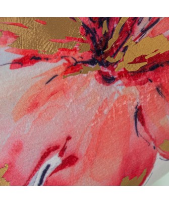 Cojín Terciopelo Flor Rosa Dorada 45x45cm | Textil Hogar
