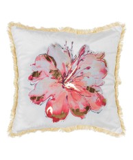 Cojín Terciopelo Flor Rosa Dorada 45x45cm | Textil Hogar