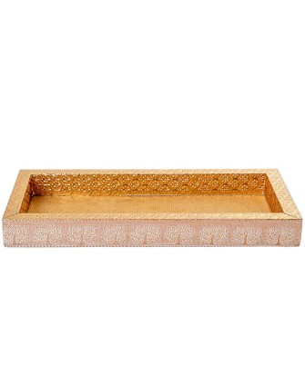 Bandeja Metal Blanco/Oro Árbol de la Vida 26x12 cm | Precios Bajos