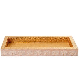 Bandeja Metal Blanco/Oro Árbol de la Vida 26x12 cm | Precios Bajos