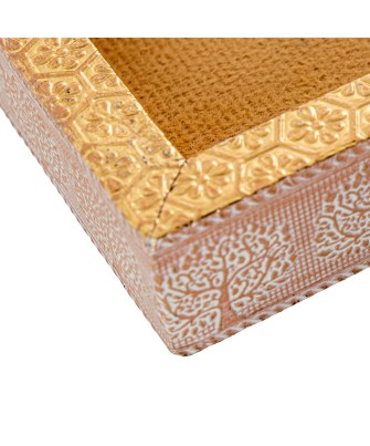 Bandeja Metal Blanco/Oro Árbol de la Vida 26x12 cm | Precios Bajos
