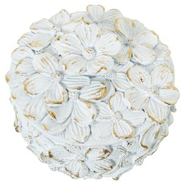 Joyero de Resina Blanco/Dorado Flores 10x7,5cm - Nova Decoración