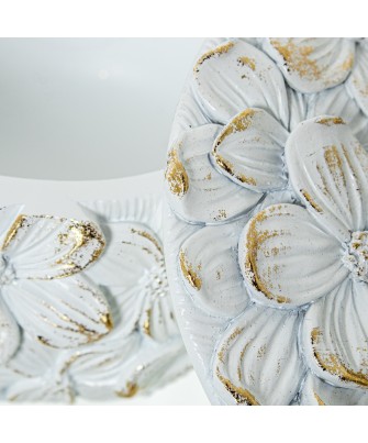 Joyero de Resina Blanco/Dorado Flores 10x7,5cm - Nova Decoración