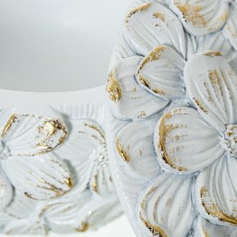 Joyero de Resina Blanco/Dorado Flores 10x7,5cm - Nova Decoración