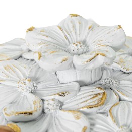 Joyero de Resina Blanco/Dorado Flores 10x7,5cm - Nova Decoración