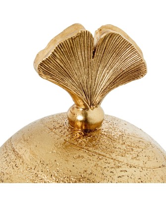 Joyero Resina Dorada Hoja Ginkgo Ø10,5x13 cm | Decoración