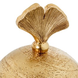 Joyero Resina Dorada Hoja Ginkgo Ø10,5x13 cm | Decoración
