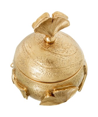 Joyero Resina Dorada Hoja Ginkgo Ø10,5x13 cm | Decoración