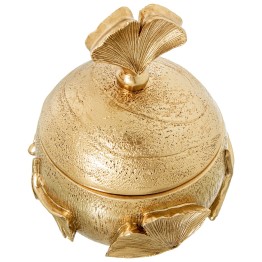 Joyero Resina Dorada Hoja Ginkgo Ø10,5x13 cm | Decoración