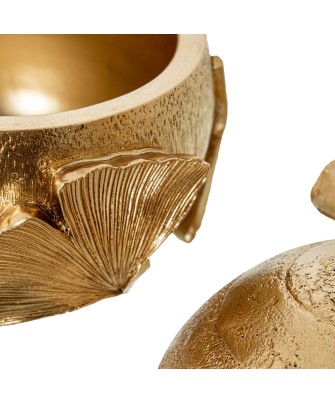 Joyero Resina Dorada Hoja Ginkgo Ø10,5x13 cm | Decoración