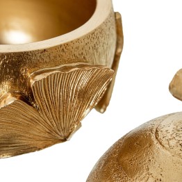 Joyero Resina Dorada Hoja Ginkgo Ø10,5x13 cm | Decoración